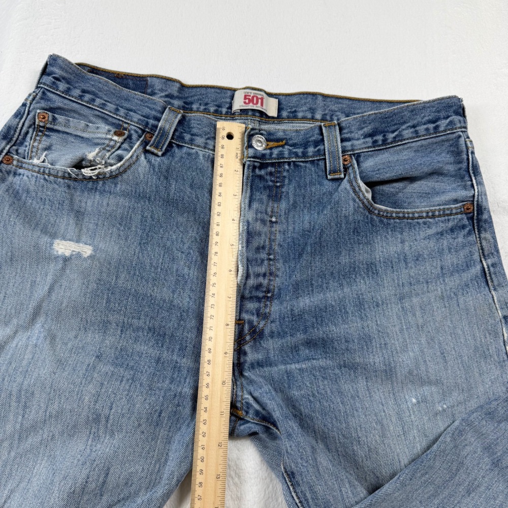 Levi's‎ 501 Original Fit Jeans Mens 36x34 Blue Good Distressed Straight Leg - Picture 10 of 12